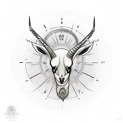 clock with Arabian oryx  tattoo design idea