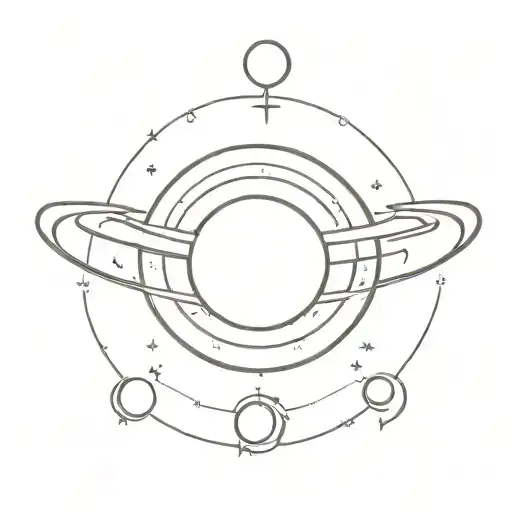 Saturn being main focus, sun and moon combining with it. UNiquem fresh and aesthetic and small and moon and sun together tattoo design idea