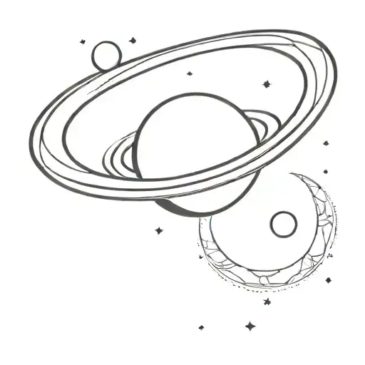 Saturn being main focus, sun and moon combining with it and have presence tattoo design idea