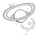 Saturn being main focus, sun and moon combining with it and have presence tattoo design idea