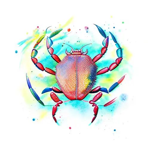 crab, watercolor tattoo design idea