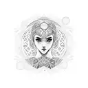 A dotwork design featuring a girl in a jiu jitsu gi with intricate patterns tattoo design idea