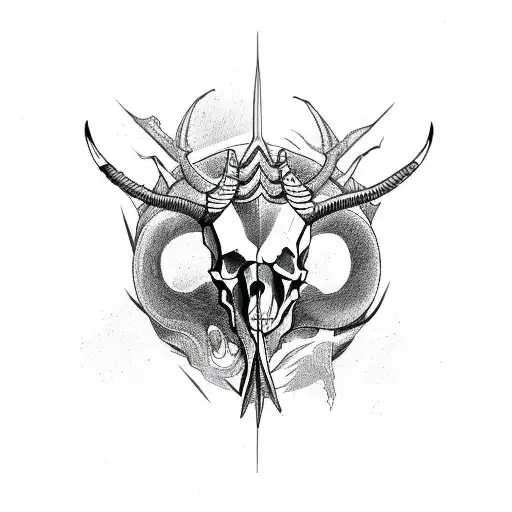 Capricorn Skull tattoo design idea