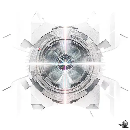 A futuristic laser beam cutting through a steel book tattoo design idea