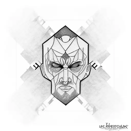 arm sleeve tattoo of different faces in square tiles tattoo design idea