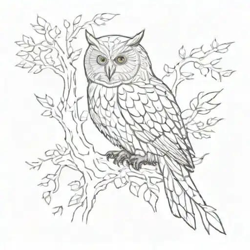 Witcher, owl , tree of life, feathers tattoo design idea