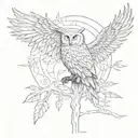 Witcher, owl , tree of life, feathers tattoo design idea