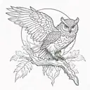 Witcher, owl , tree of life, feathers tattoo design idea