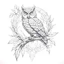 Witcher, owl , tree of life, feathers tattoo design idea