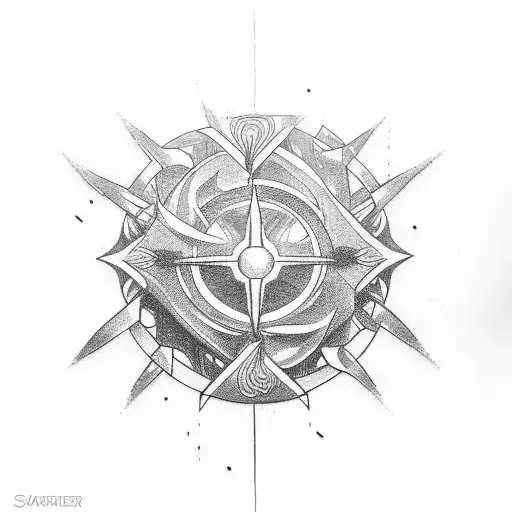 three crossed sabers sun and ivy tattoo design idea