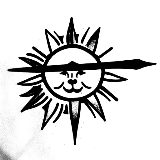 three musketeer sabers crossed sun and ivy tattoo design idea