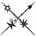 three musketeer sabers crossed sun and ivy tattoo design idea