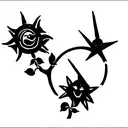 three musketeer sabers crossed sun and ivy tattoo design idea