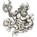 Poseidon holding a trident tattoo design idea