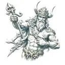 Poseidon holding a trident tattoo design idea