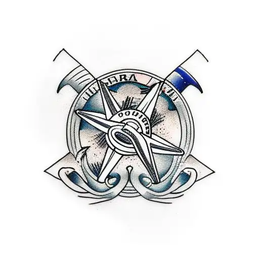 plane and royal Caribbean cruise tattoo design idea