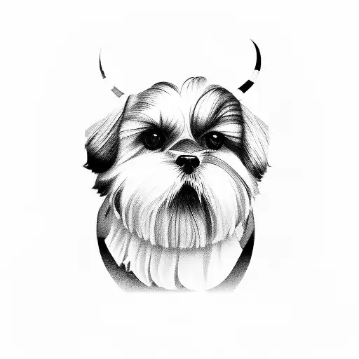shih tzu with a clown's nose tattoo design idea