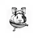 guinea pig with a baguette and a bottle of wine tattoo design idea