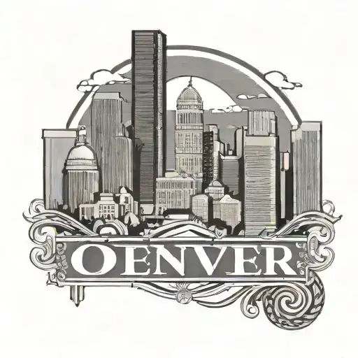 Denver skyline with CU denver logo incorporated tattoo design idea