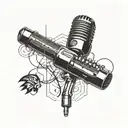 An abstract design combining elements of bourbon, Elvis Presley, Baltimore Ravens, and a vintage microphone in a blackwork style tattoo design idea