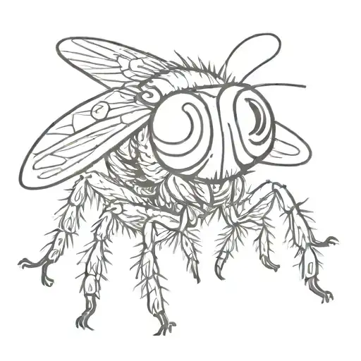 little fly , insect, bug eyes, funny, friendly, cute, cartoon, funky, child friendly  tattoo design idea