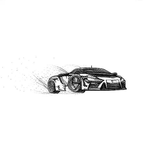 a drift sports car tattoo design idea