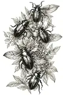 BOTANICAL WITH BEETLES tattoo design idea