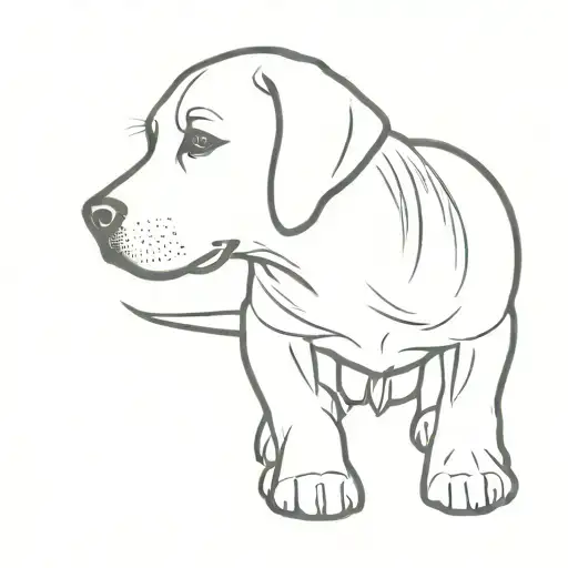 Labrador puppy  outline tattoo design idea