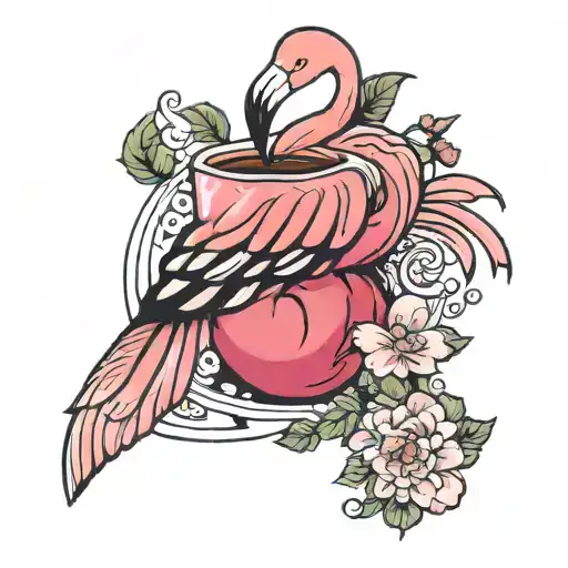 Pink flamingo apple strudel tattoo design idea