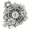 Digital Clock surrounded by cosmos representing the creation point of the universe tattoo design idea