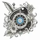 Digital Clock surrounded by cosmos representing the creation point of the universe tattoo design idea