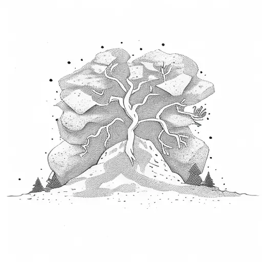 dead tree with the rock in the ground saying you are enough tattoo design idea