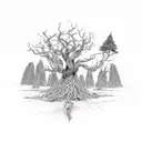 dead tree with the rock in the ground saying you are enough tattoo design idea