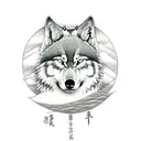 samurai with wolf and moon tattoo design idea