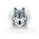 samurai with wolf and moon tattoo design idea