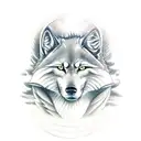 miyamoto musashi samurai with wolf and moon tattoo design idea