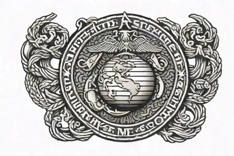 United States Marine Corps emblem intertwined tattoo design idea