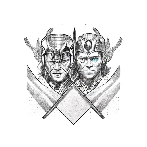 thor y loki smite tattoo design idea