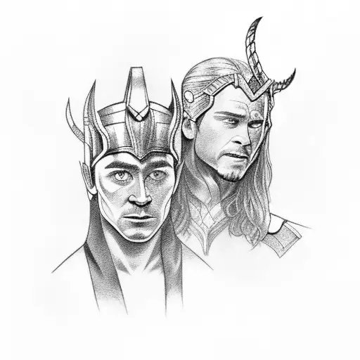 thor y loki tattoo design idea
