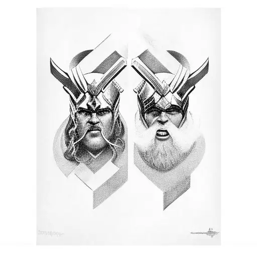 thor y loki juego smite tattoo design idea