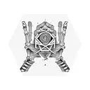 skeleton hand climbing pole  tattoo design idea