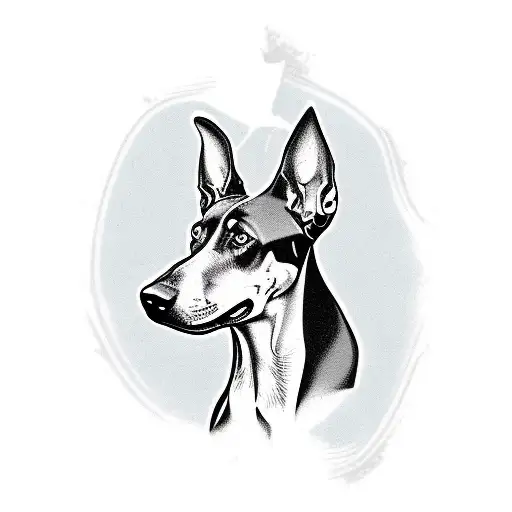 doberman portrait tattoo design idea