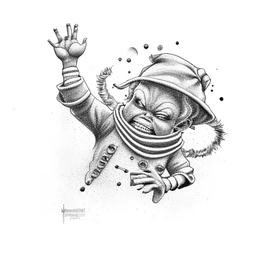 mad Oompa Loompa waving his finger back and forth tattoo design idea