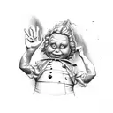 mad Oompa Loompa waving his finger back and forth tattoo design idea