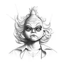 mad Oompa Loompa waving his finger back and forth tattoo design idea