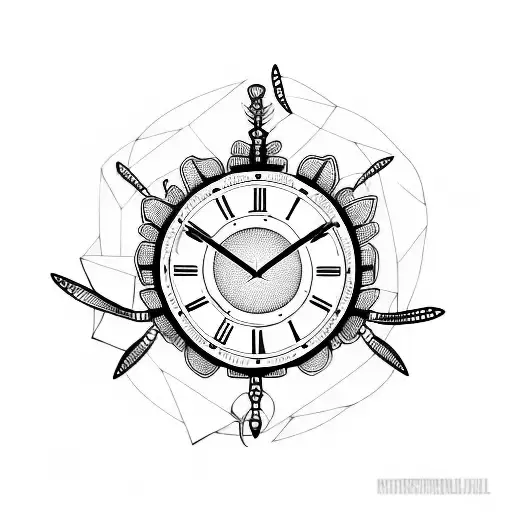Mantis eating clock tattoo design idea