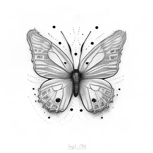 red Butterflies with phrase "Live a little" tattoo design idea