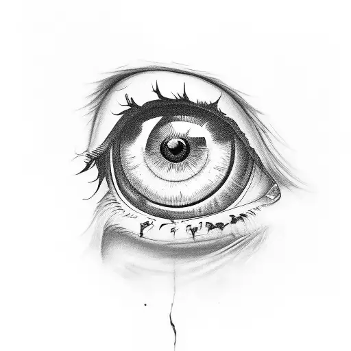 green eye with separate anatomical heart tattoo design idea