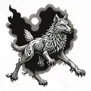 wolf walking up to heaven vs hell tattoo design idea