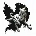 wolf walking up to heaven vs hell tattoo design idea